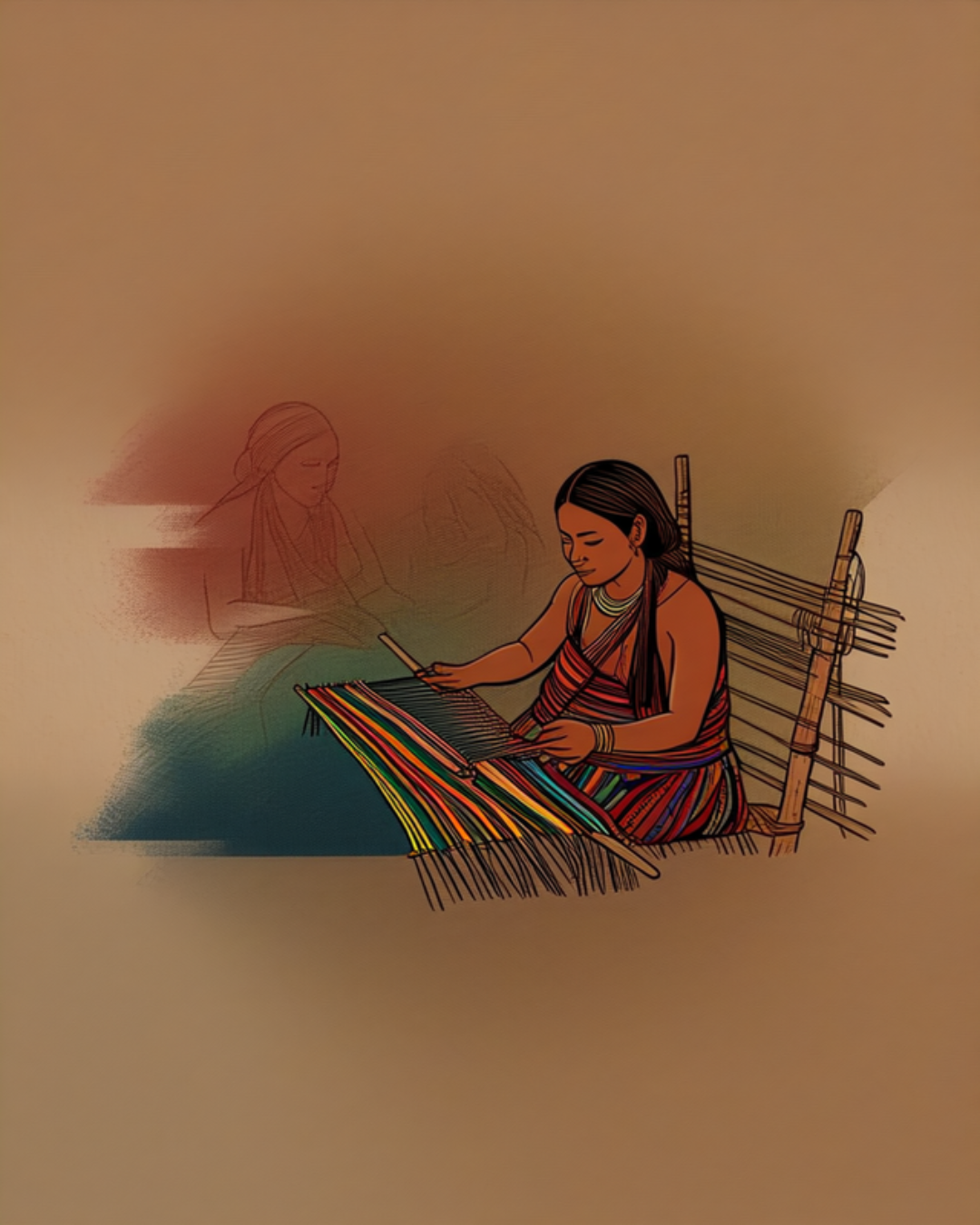 Artisan weaving on a backstrap loom